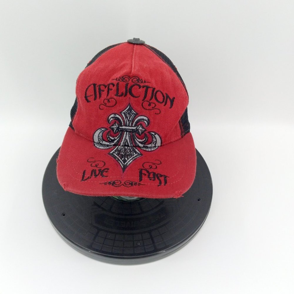 Affliction Live Fast Trucker Snapback Hat Men's R… - image 2